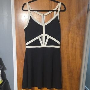 Material Girl Black and Cream Backless Dress